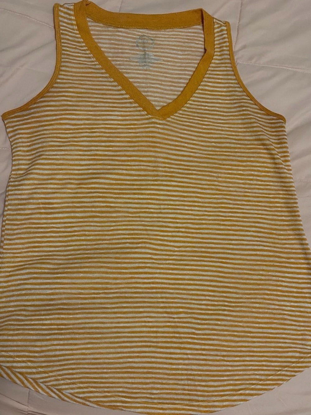 Women’s Yellow & White Striped V-Neck Tank Top